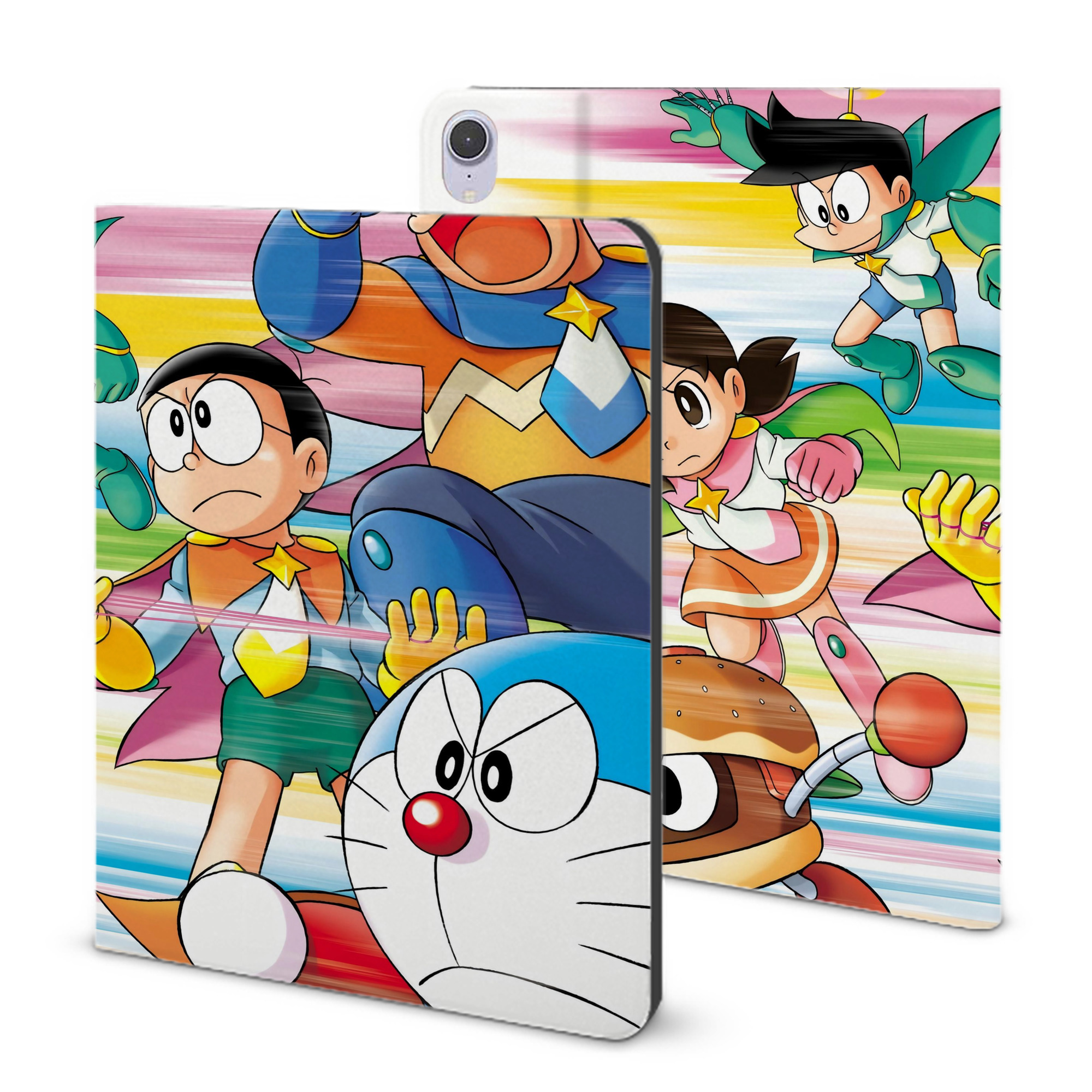（画像用） ドラえもん Doraemon IPad ケース ブック型 PUレザー TPU 耐衝撃 軽量 薄型 ペン収納なし 全面保護 IPad 各モデル対応